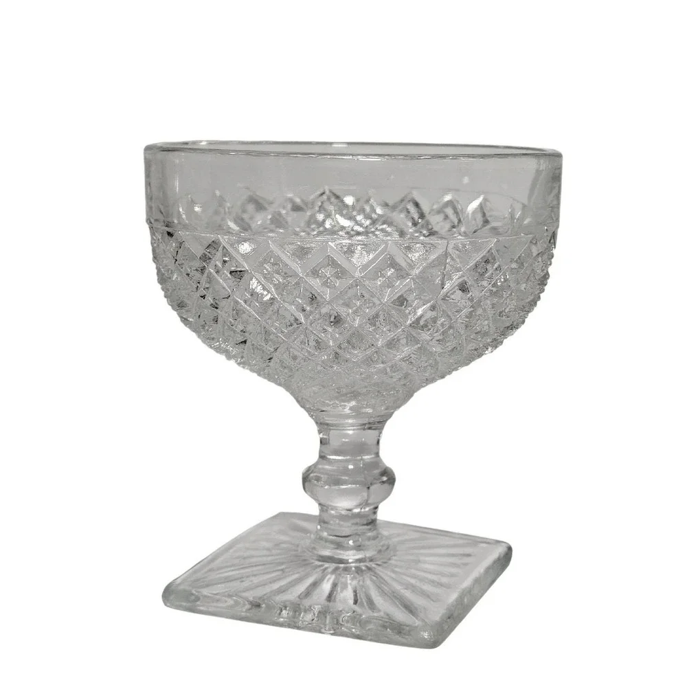 Crystal Glassware Dessert Coupe Goblet Footed Dish Set of 2‎ Pressed glass